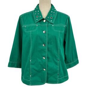 TanJay Women's Green Embellished Unique Jacket Size 16
